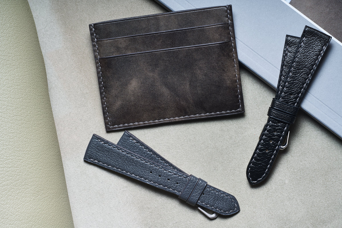 Black Goatskin Watch Strap - David Lane Design