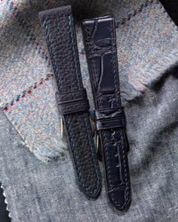 Navy Matte Alligator Watch Strap - David Lane Design