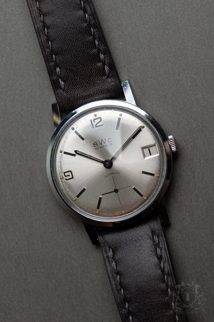 BWC silver sunburst dial and date function - David Lane Design