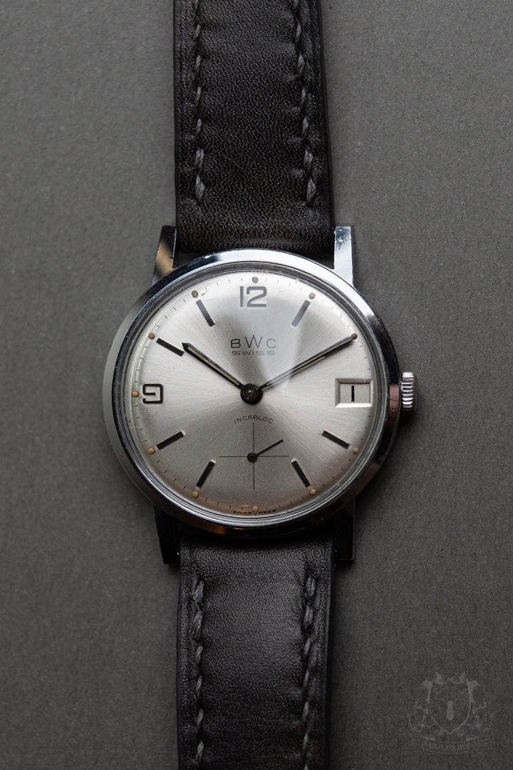 BWC silver sunburst dial and date function - David Lane Design