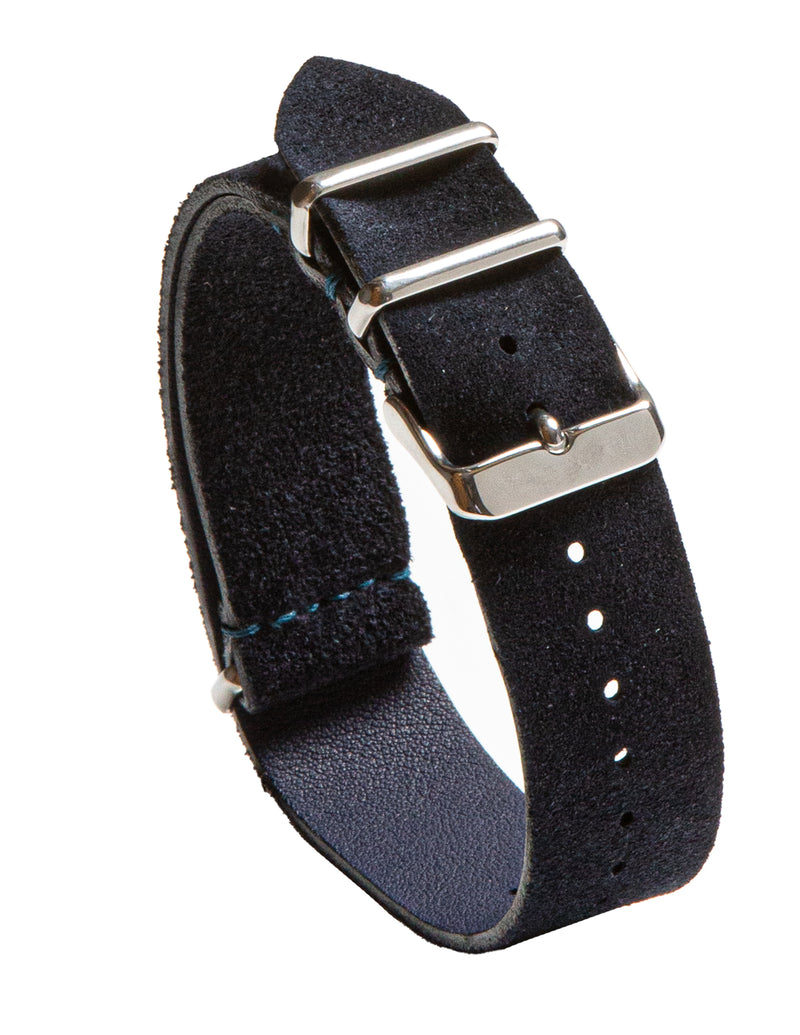 Navy Blue Suede Mil Spec Strap - David Lane Design