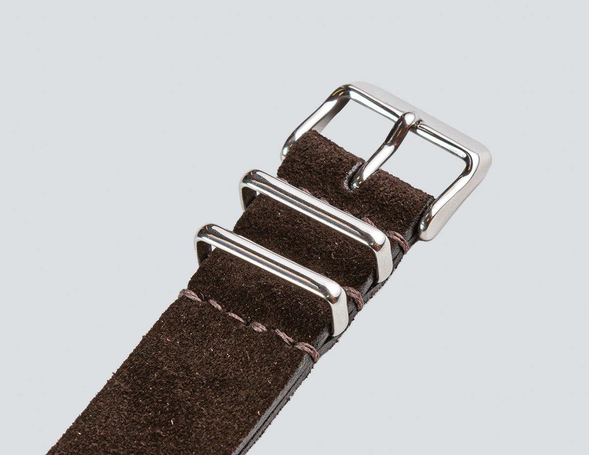 Dark Brown Suede Mil Spec Strap - David Lane Design
