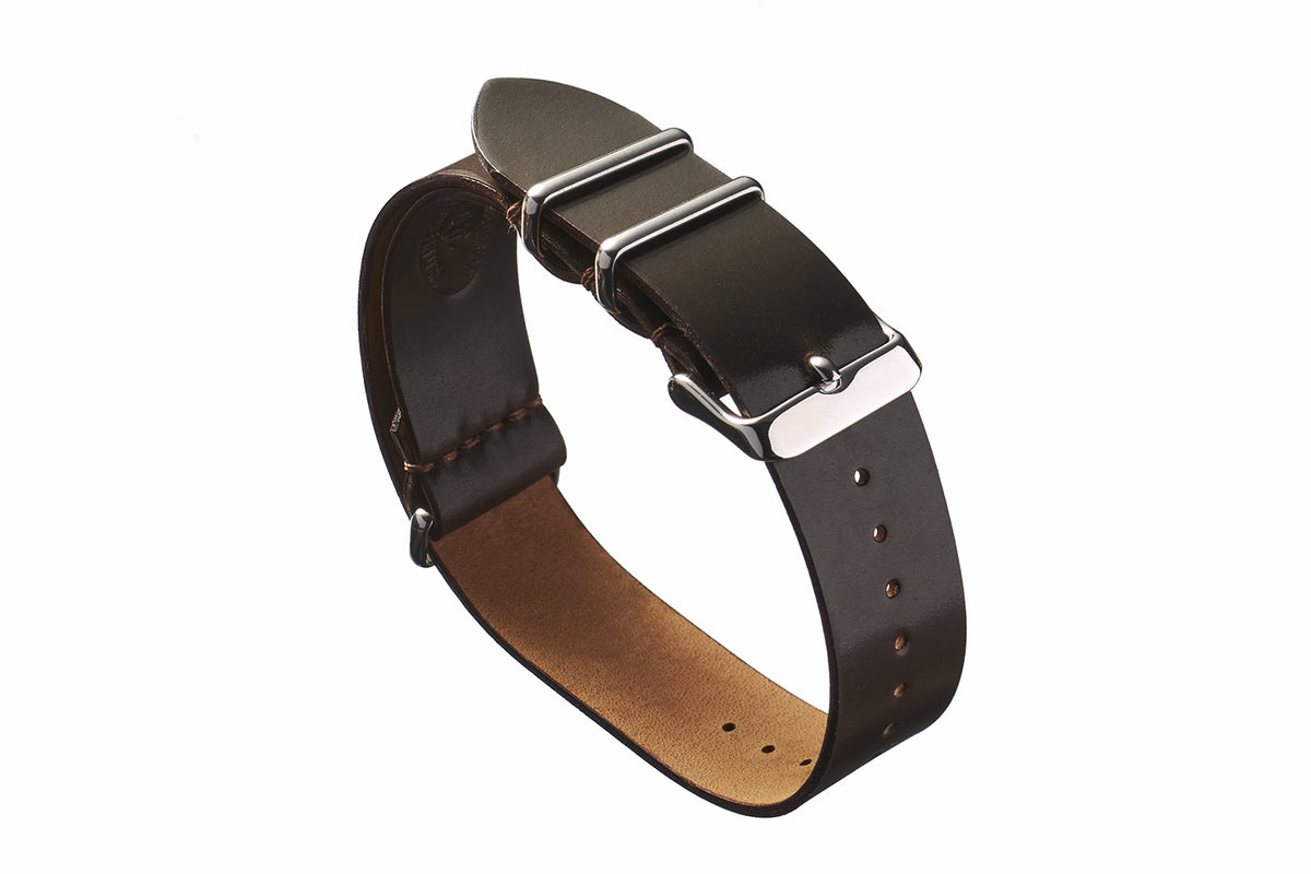 Dark Cognac Horween Shell Cordovan NATO Strap - David Lane Design