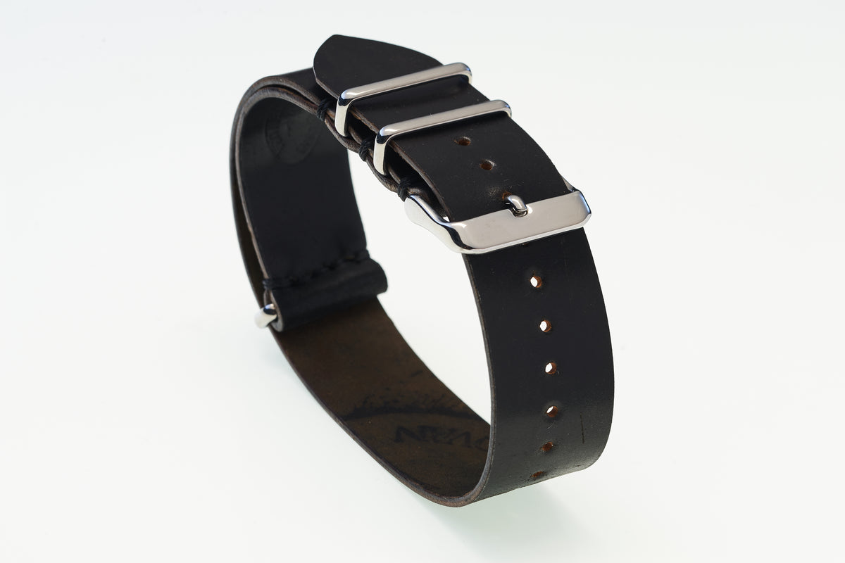Black Horween Shell Cordovan NATO Strap - David Lane Design