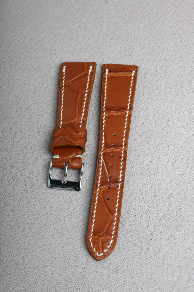 Cognac Matte Alligator Watch Strap - David Lane Design