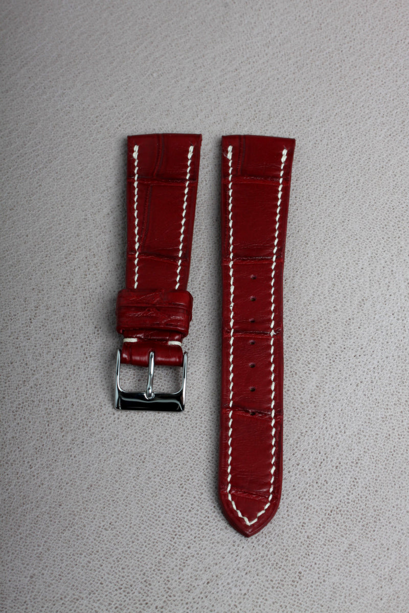 Dark Cherry Matte Alligator Watch Strap - David Lane Design