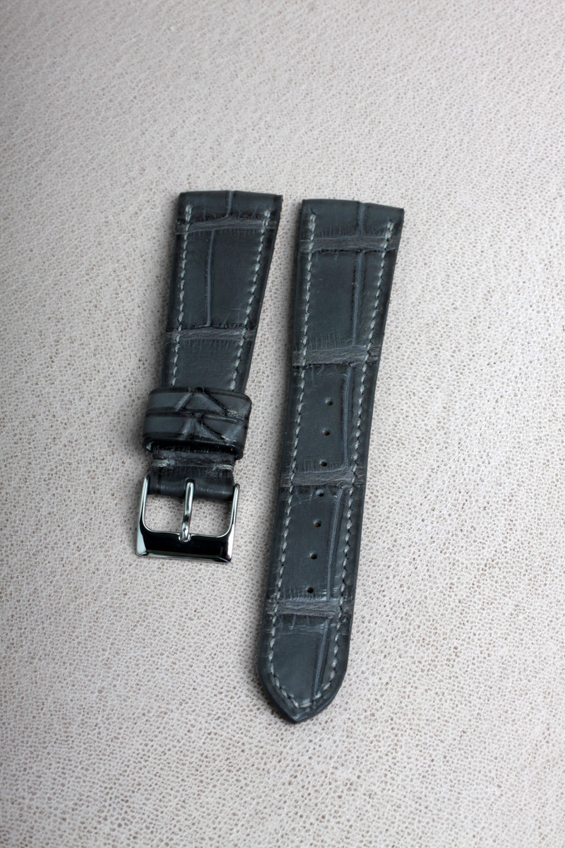 Slate Gray Matte Alligator Watch Strap - David Lane Design